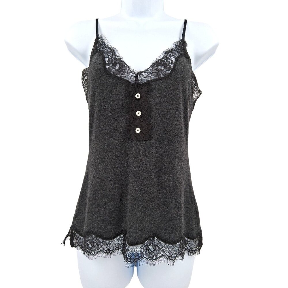Victorias Secret Lace Trim Tank Top Size XS Gray Spaghetti Straps Y2K Style